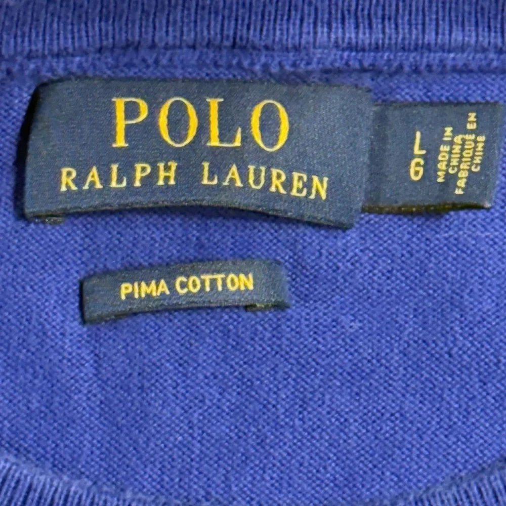 Polo Ralph Lauren Sweater Mens Large Blue Pima Cotton Crewneck Pullover Red Pony